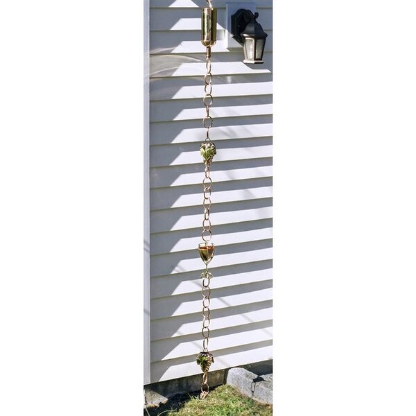 Wine bottle Rain Chain Grapes and Glass Copper Sculptures Downspout